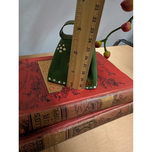 Vintage Green Cow Bell Metal Decorative Painted Farmhouse Decor Country Western - Picture 6 of 8